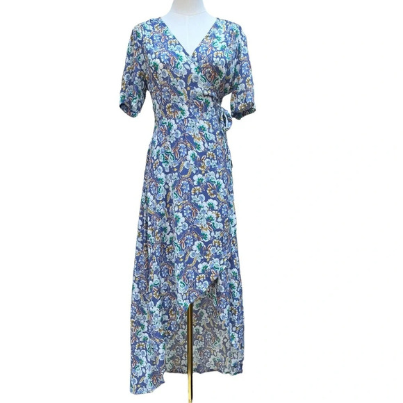 Astr Dresses & Skirts - ASTR The Label Purple Floral V-Neck Wrap Dress with High-Low  Hem Size S/M